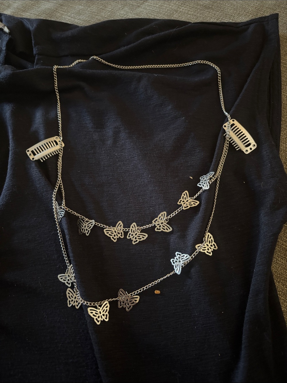 Silver Butterfly Layered Necklace - Women Jewelry
